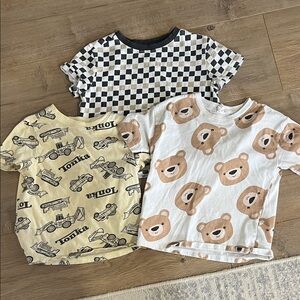 Checkered, Yellow, and Bear Print Kids T-Shirts